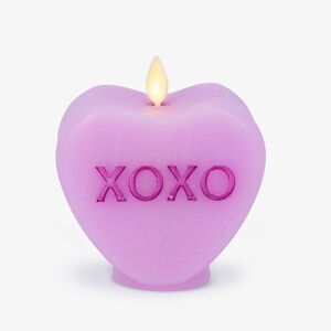 Luminara Candy Heart XOXO Pastel Battery Operated Orchid Candle, Flameless